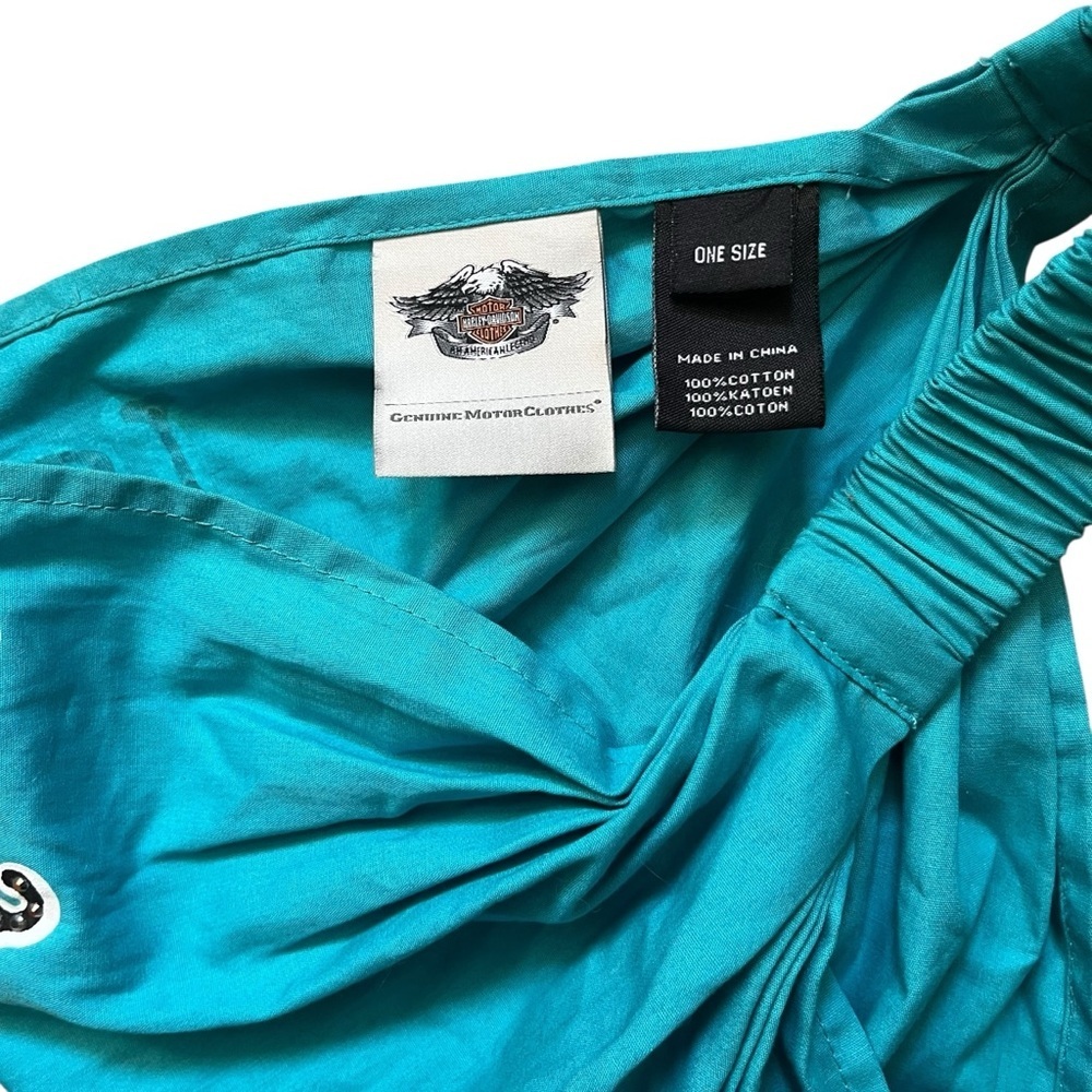 Harley-Davidson Teal Cotton Headwrap Bandana – Rhinestone Logo – One Size - Picture 3 of 3